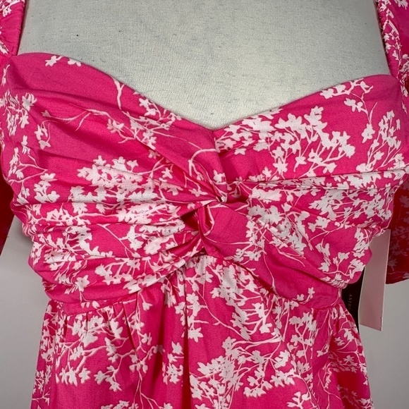 NWT Peter Som for Anthropologie Pink White Floral Midi Dress Women's size Small - Picture 5 of 14